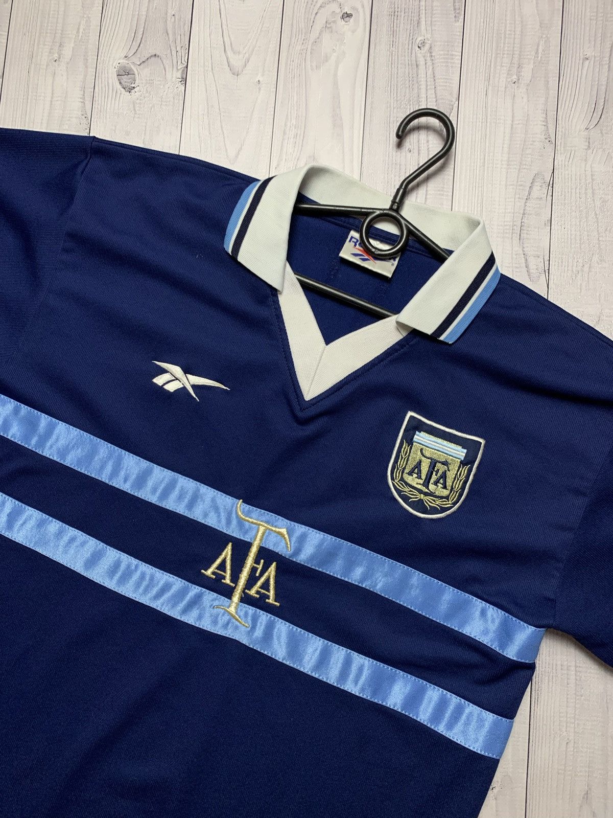 Image of Vintage Reebok Argentina Soccer Jersey Size S/m in Blue, Men's