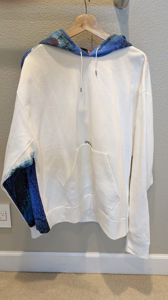 image of Oamc Watercolor Hoodie Size Small in White, Men's