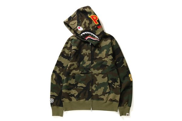 Bape WOODLAND CAMO 2ND SHARK FULL ZIP HOODIE Size US M / EU 48-50 / 2 - 5 Thumbnail