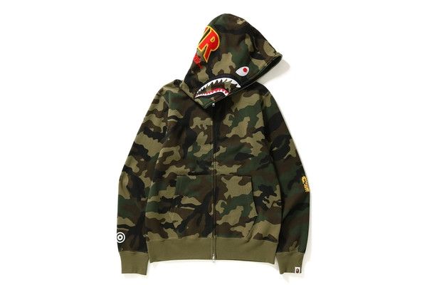 Bape WOODLAND CAMO 2ND SHARK FULL ZIP HOODIE Size US M / EU 48-50 / 2 - 4 Thumbnail