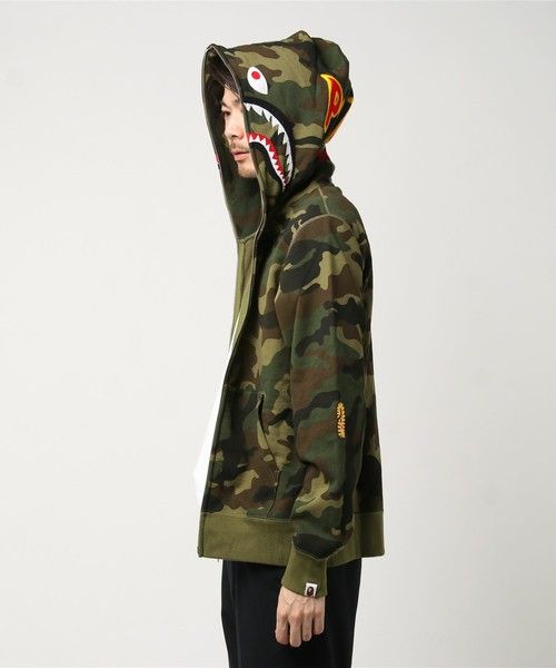 Bape WOODLAND CAMO 2ND SHARK FULL ZIP HOODIE Size US M / EU 48-50 / 2 - 8 Thumbnail