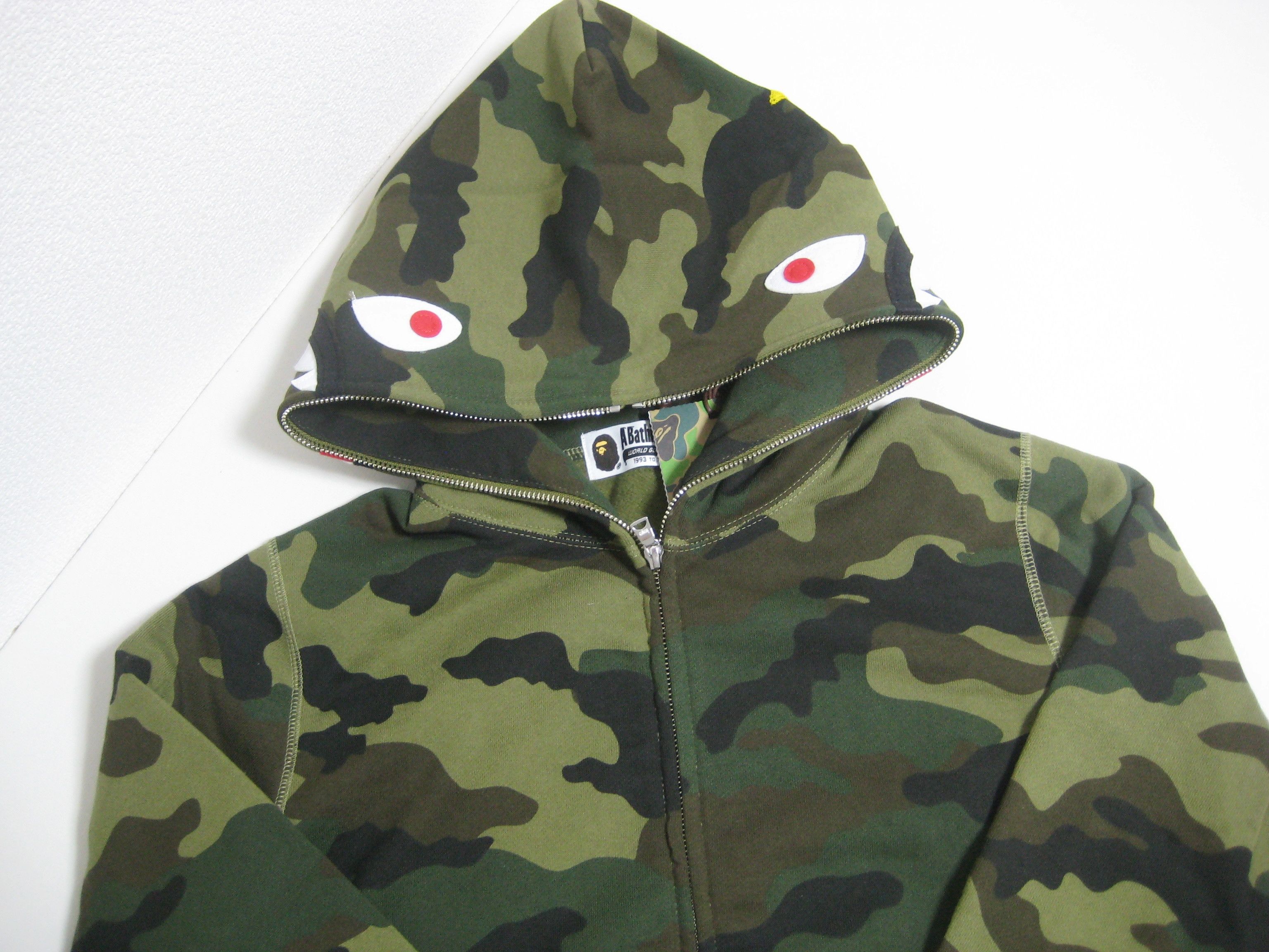 Bape WOODLAND CAMO 2ND SHARK FULL ZIP HOODIE Size US M / EU 48-50 / 2 - 1 Thumbnail