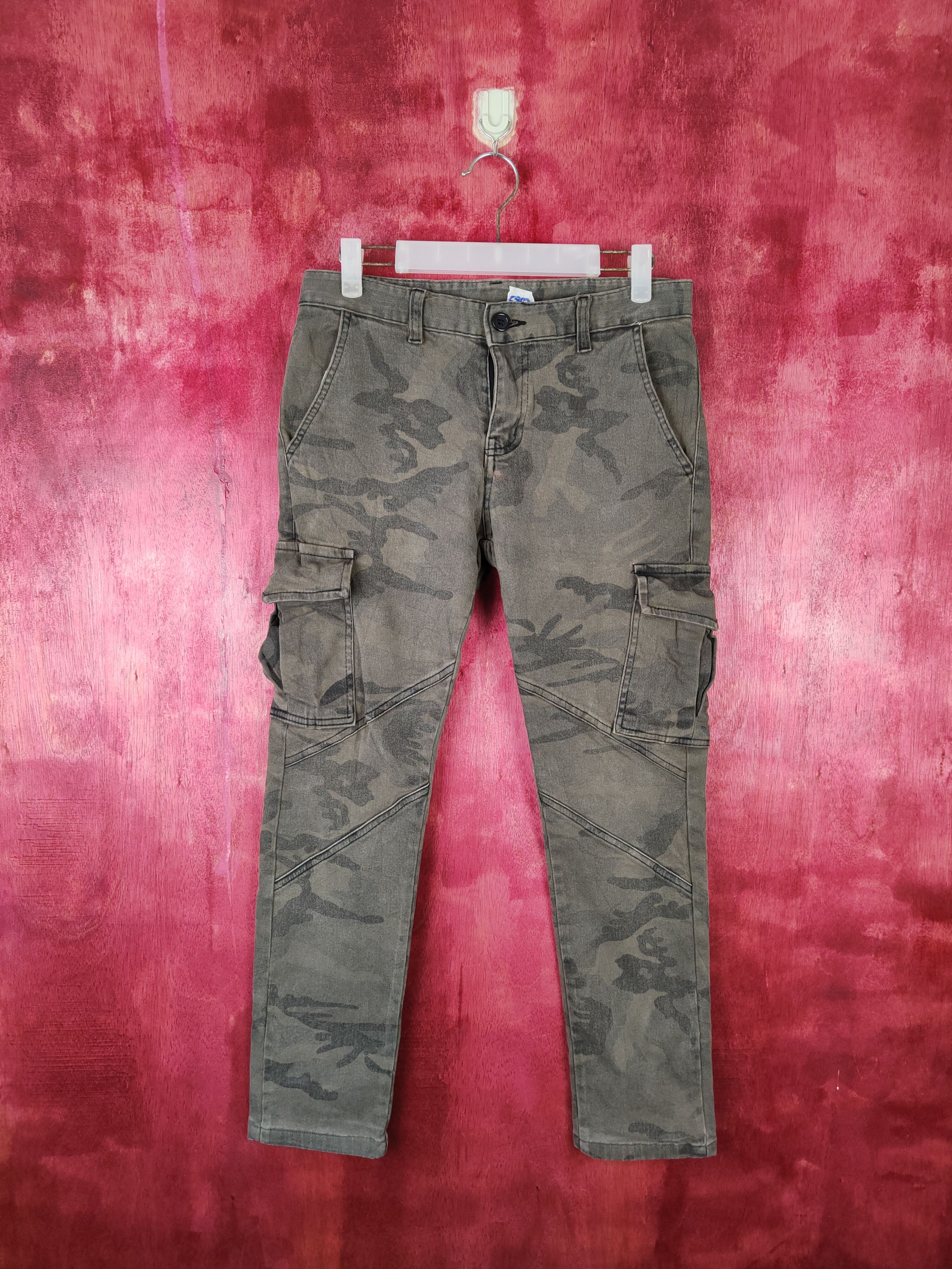 Japanese Brand Japan camo military skinny Faded Dark Green cargo Denim#S569 Size 29" - 1 Thumbnail