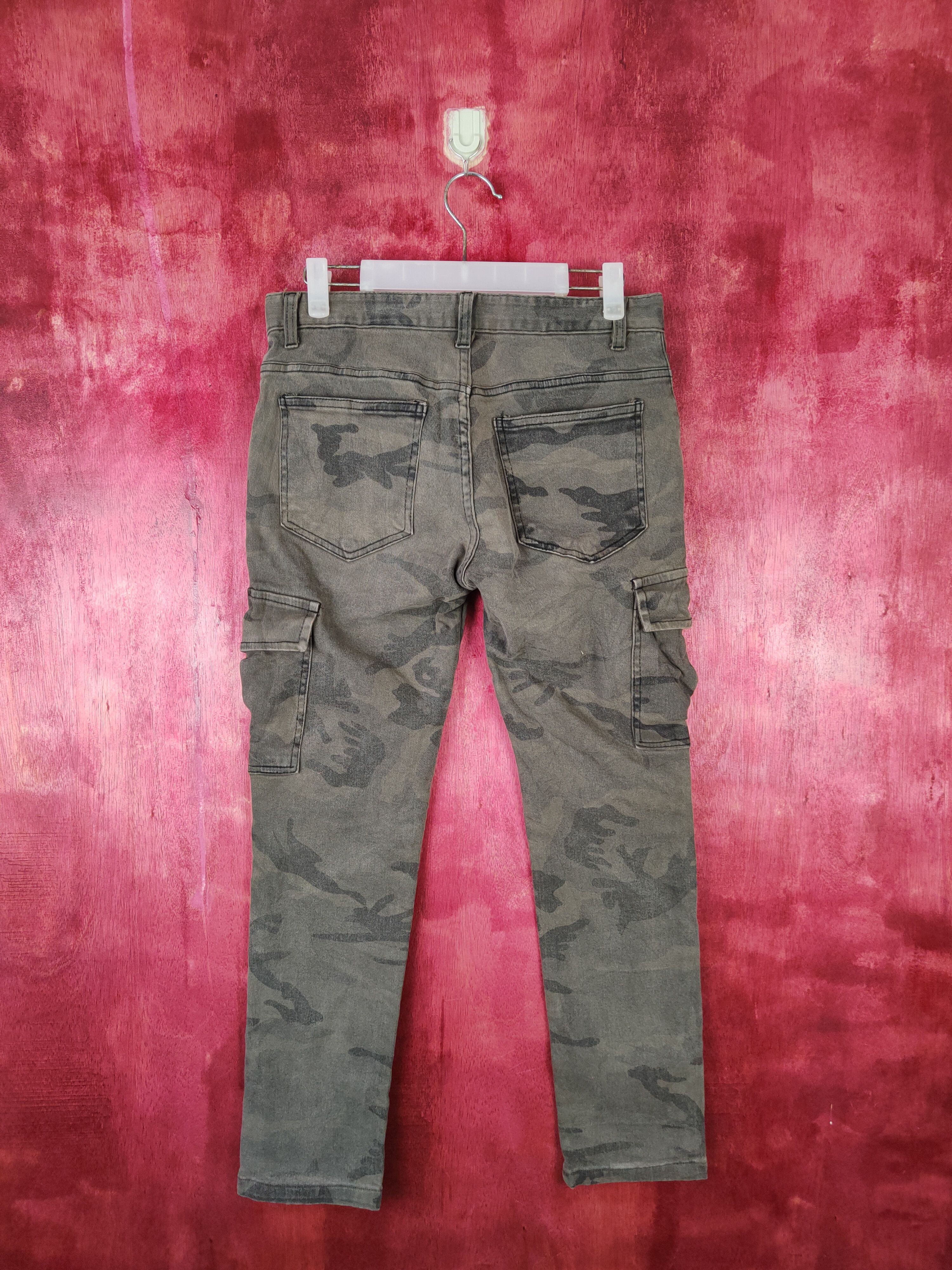 Japanese Brand Japan camo military skinny Faded Dark Green cargo Denim#S569 Size 29" - 7 Thumbnail