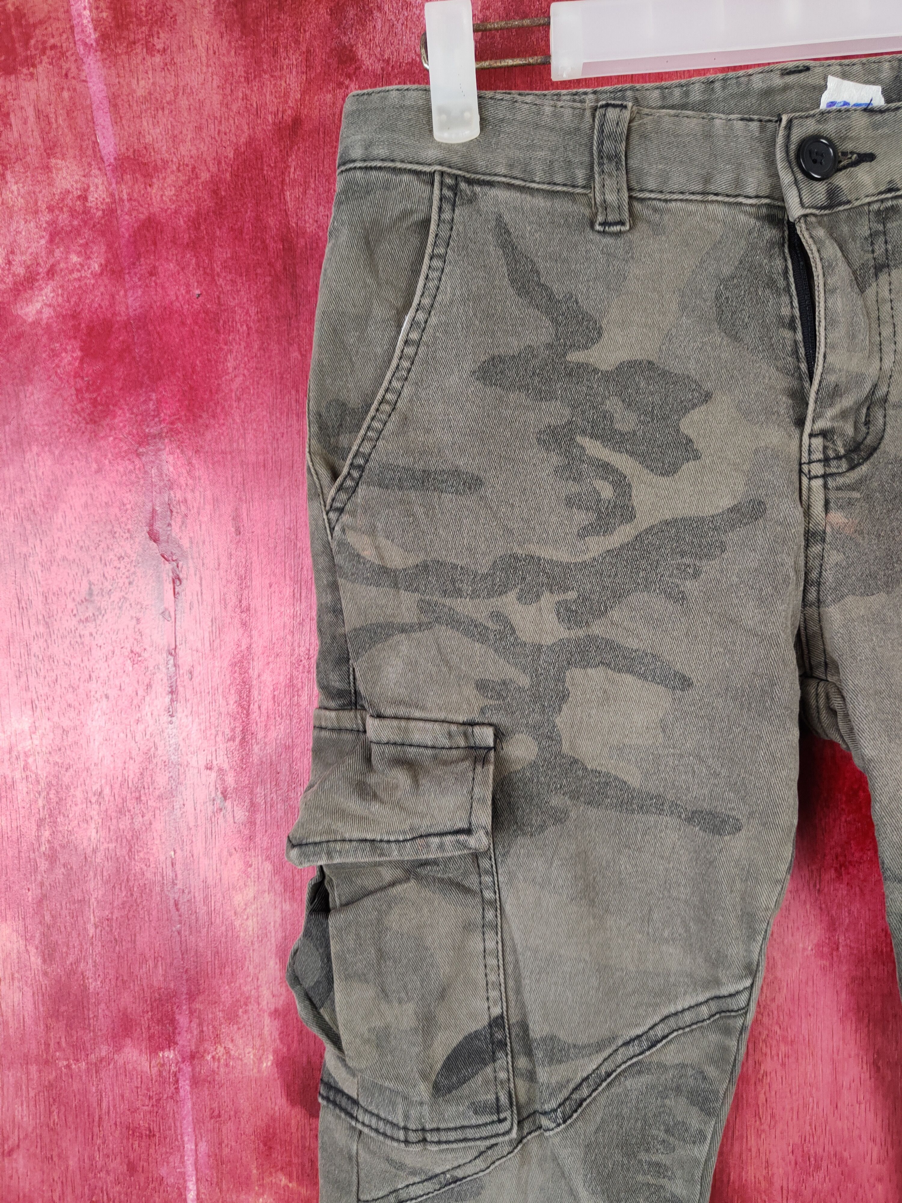 Japanese Brand Japan camo military skinny Faded Dark Green cargo Denim#S569 Size 29" - 3 Thumbnail