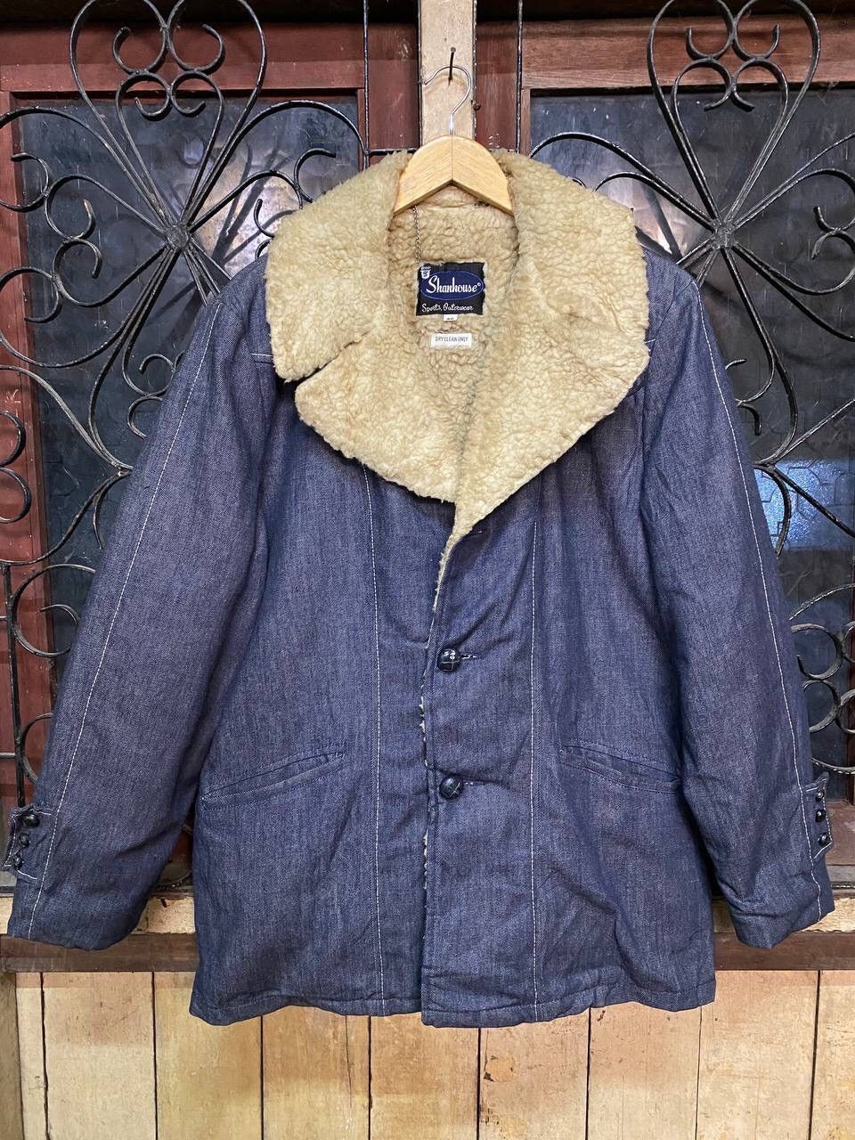 Japanese Brand VINTAGE SHANHOUSE DENIM AND SHEARLING COAT Size US XL / EU 56 / 4 - 3 Thumbnail