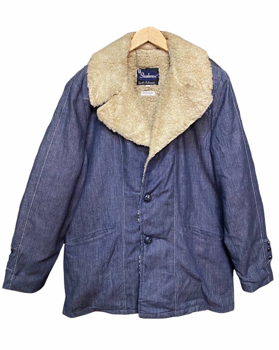 Japanese Brand VINTAGE SHANHOUSE DENIM AND SHEARLING COAT Size US XL / EU 56 / 4 - 1 Thumbnail