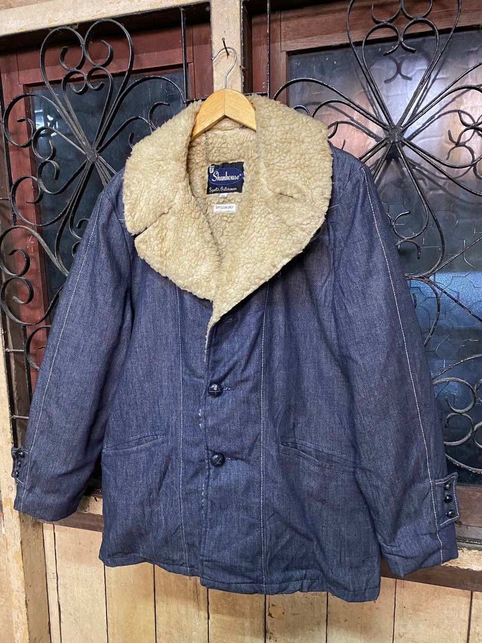 Japanese Brand VINTAGE SHANHOUSE DENIM AND SHEARLING COAT Size US XL / EU 56 / 4 - 5 Thumbnail