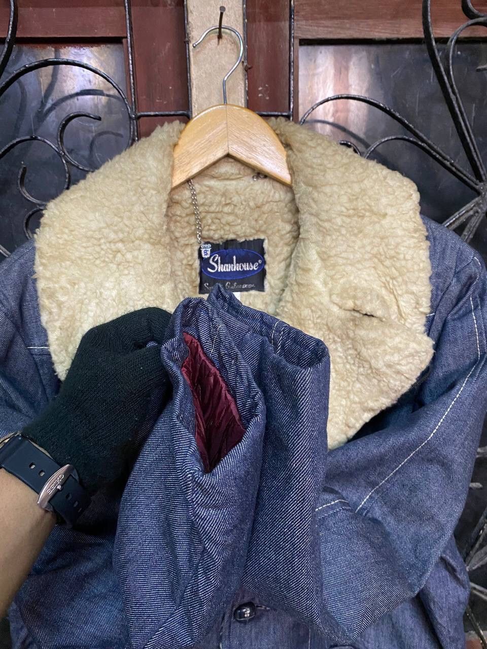 Japanese Brand VINTAGE SHANHOUSE DENIM AND SHEARLING COAT Size US XL / EU 56 / 4 - 10 Thumbnail