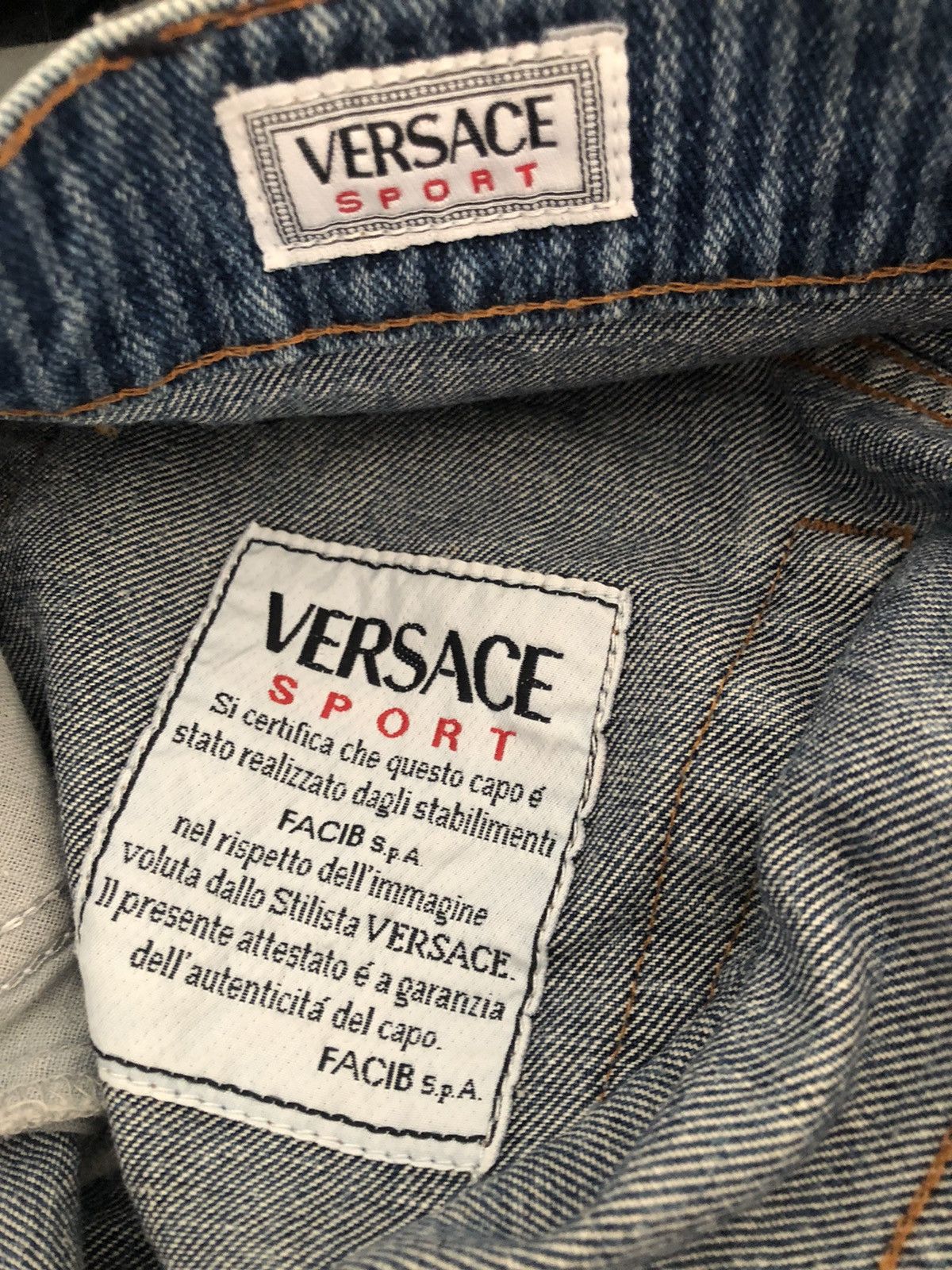 Versace × Vintage Vintage 90s Versace Sport Made in Italy Striped Denim Jeans Size US 29 - 23 Thumbnail