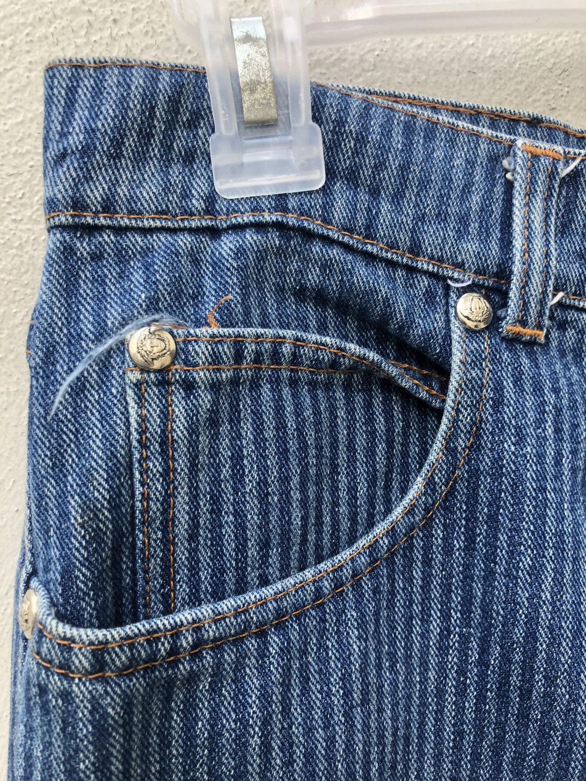 Versace × Vintage Vintage 90s Versace Sport Made in Italy Striped Denim Jeans Size US 29 - 9 Thumbnail