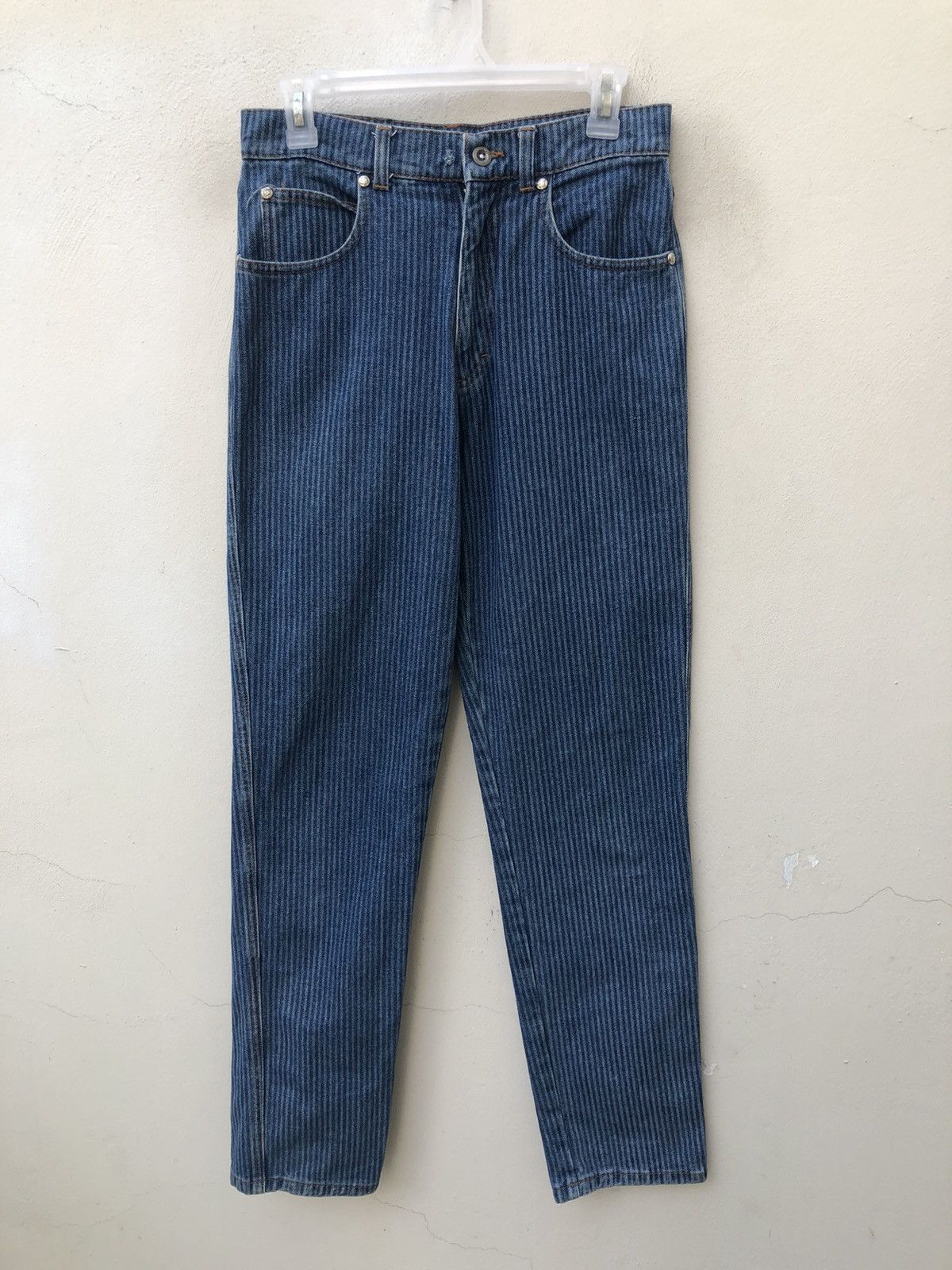 Versace × Vintage Vintage 90s Versace Sport Made in Italy Striped Denim Jeans Size US 29 - 6 Thumbnail