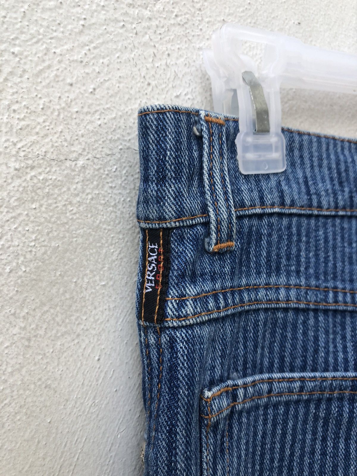 Versace × Vintage Vintage 90s Versace Sport Made in Italy Striped Denim Jeans Size US 29 - 16 Thumbnail