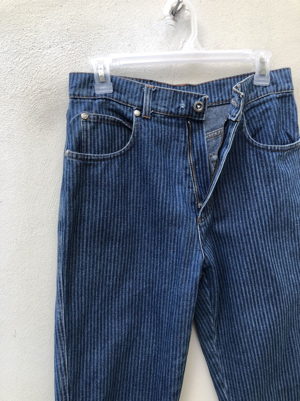 Versace × Vintage Vintage 90s Versace Sport Made in Italy Striped Denim Jeans Size US 29 - 10 Thumbnail