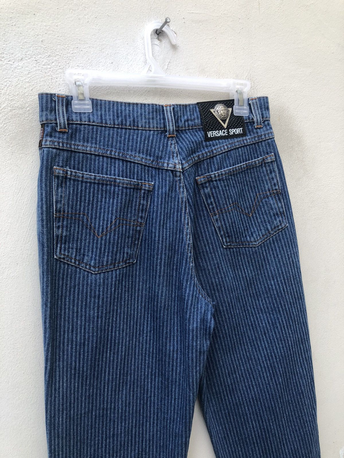 Versace × Vintage Vintage 90s Versace Sport Made in Italy Striped Denim Jeans Size US 29 - 17 Thumbnail