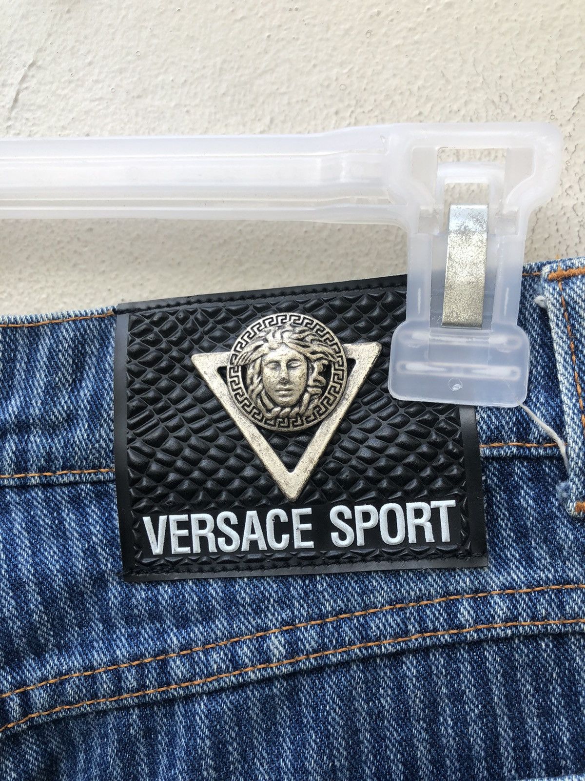 Versace × Vintage Vintage 90s Versace Sport Made in Italy Striped Denim Jeans Size US 29 - 21 Thumbnail