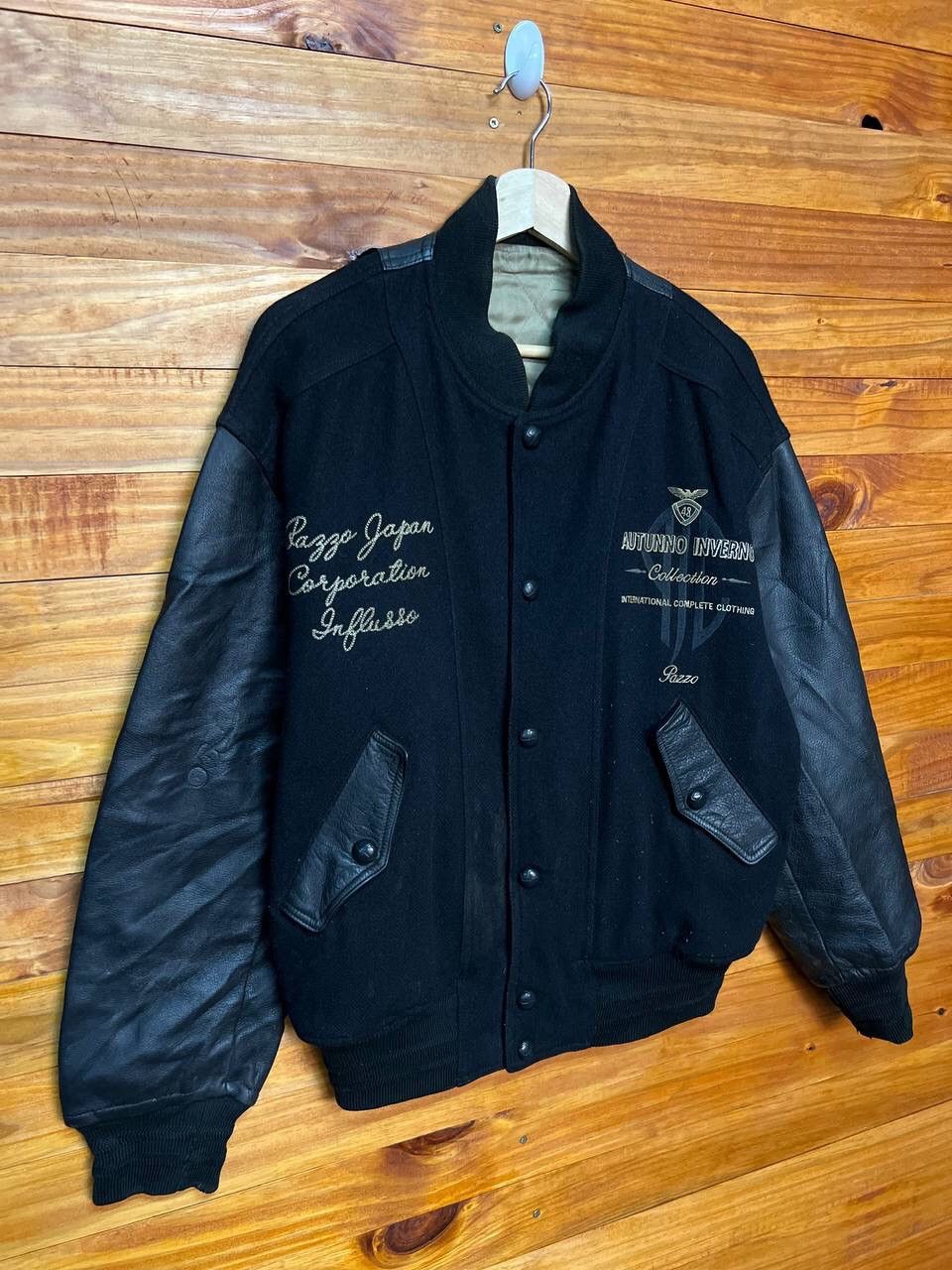 Vintage VINTAGE EMBROIDERED PAZZO JAPAN WOOL LEATHER VARSITY JACKET Size US L / EU 52-54 / 3 - 5 Thumbnail
