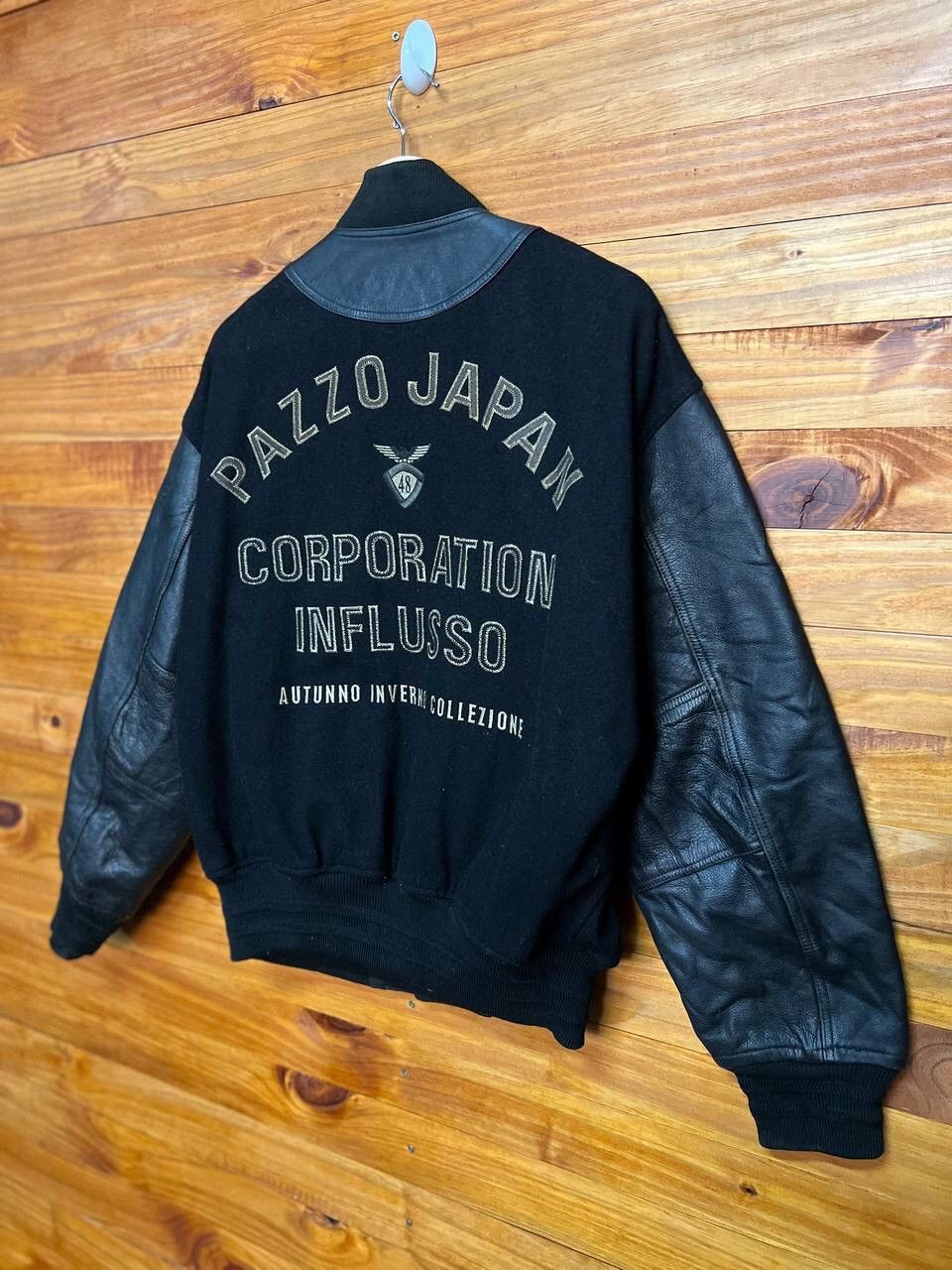 Vintage VINTAGE EMBROIDERED PAZZO JAPAN WOOL LEATHER VARSITY JACKET Size US L / EU 52-54 / 3 - 2 Thumbnail