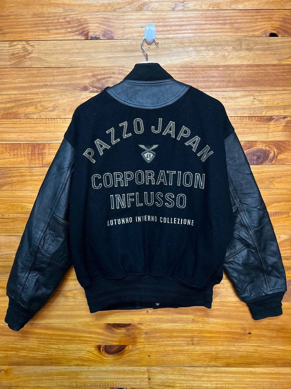 Vintage VINTAGE EMBROIDERED PAZZO JAPAN WOOL LEATHER VARSITY JACKET Size US L / EU 52-54 / 3 - 1 Thumbnail