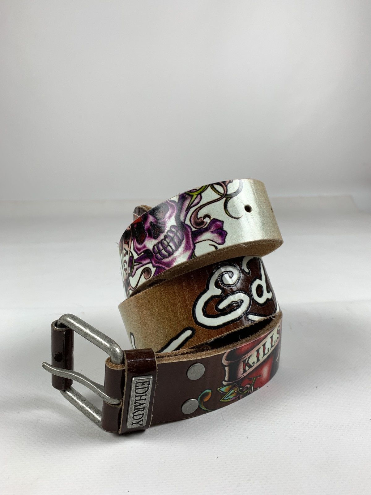 Christian Audigier Vintage Ed Hardy By Christian Audigier Love Leather Belt Y2K Size ONE SIZE - 1 Thumbnail