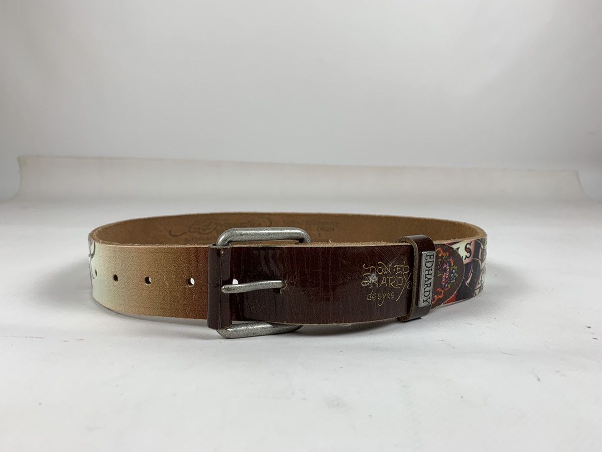 Christian Audigier Vintage Ed Hardy By Christian Audigier Love Leather Belt Y2K Size ONE SIZE - 2 Thumbnail