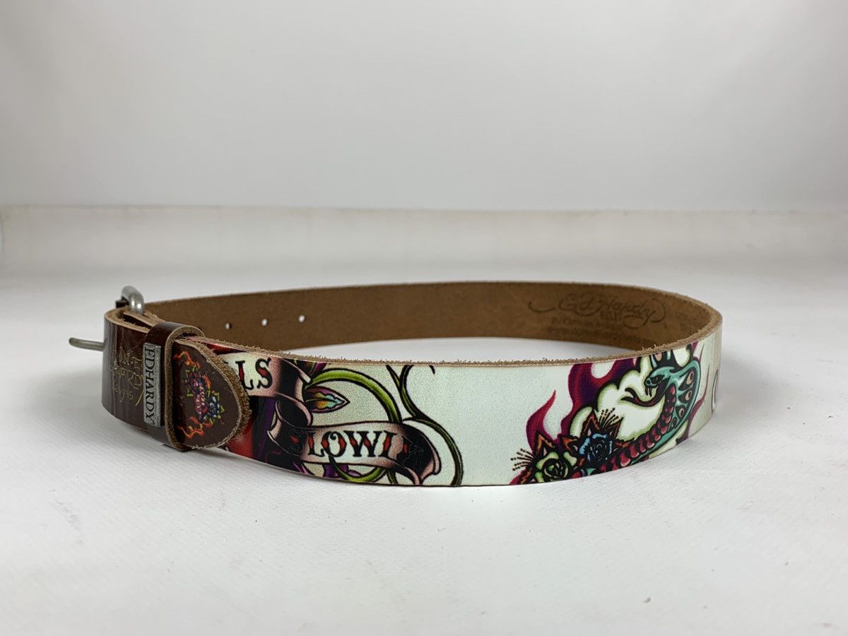 Christian Audigier Vintage Ed Hardy By Christian Audigier Love Leather Belt Y2K Size ONE SIZE - 3 Thumbnail