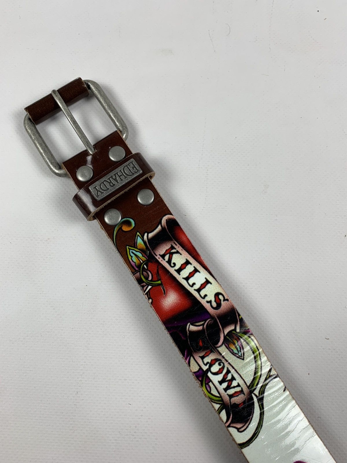 Christian Audigier Vintage Ed Hardy By Christian Audigier Love Leather Belt Y2K Size ONE SIZE - 6 Thumbnail