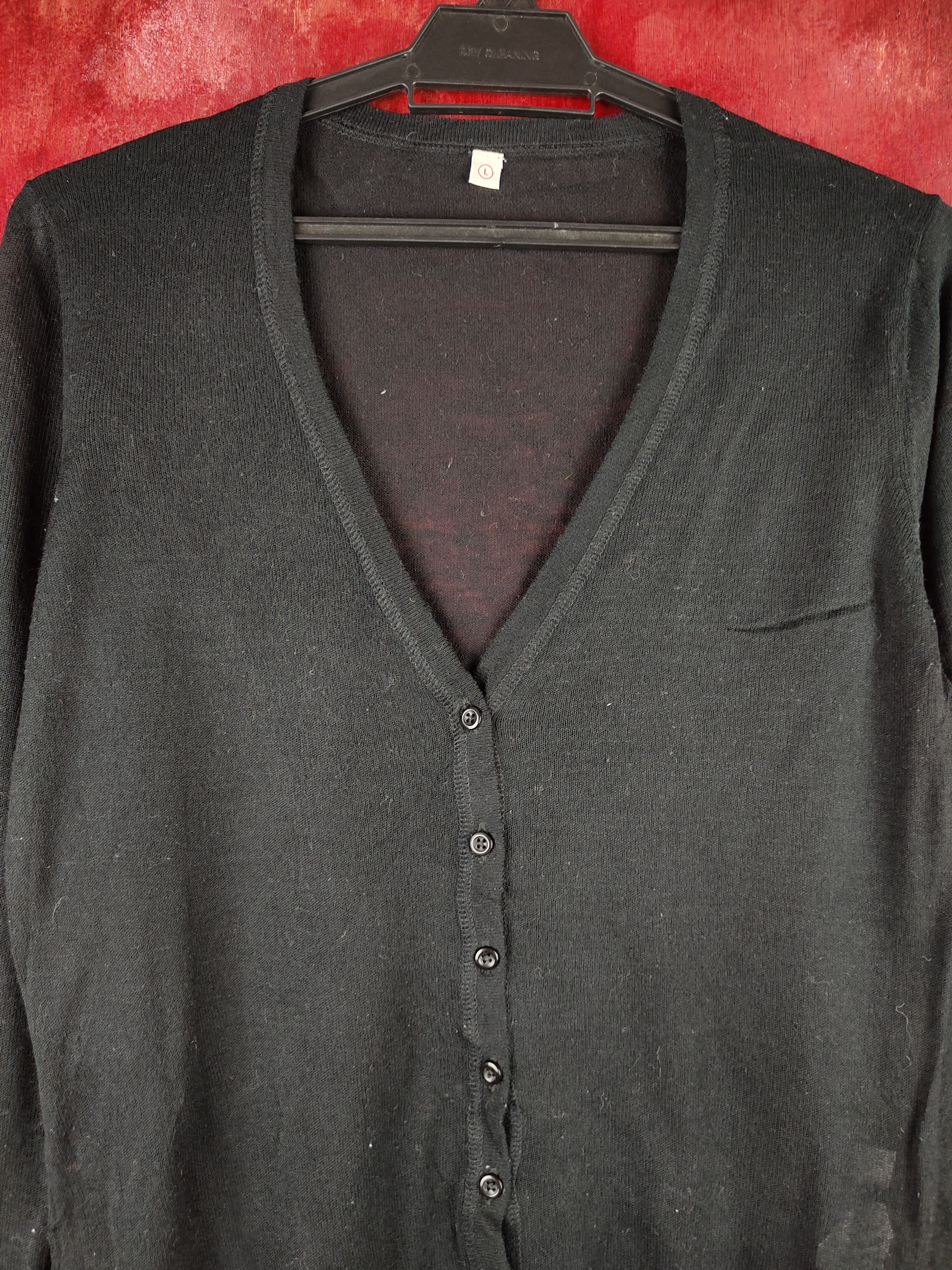 Japanese Brand Uniqlo Black Crochet Meshnet Knitwear Cardigan #S1170 Size L / US 10 / IT 46 - 2 Thumbnail