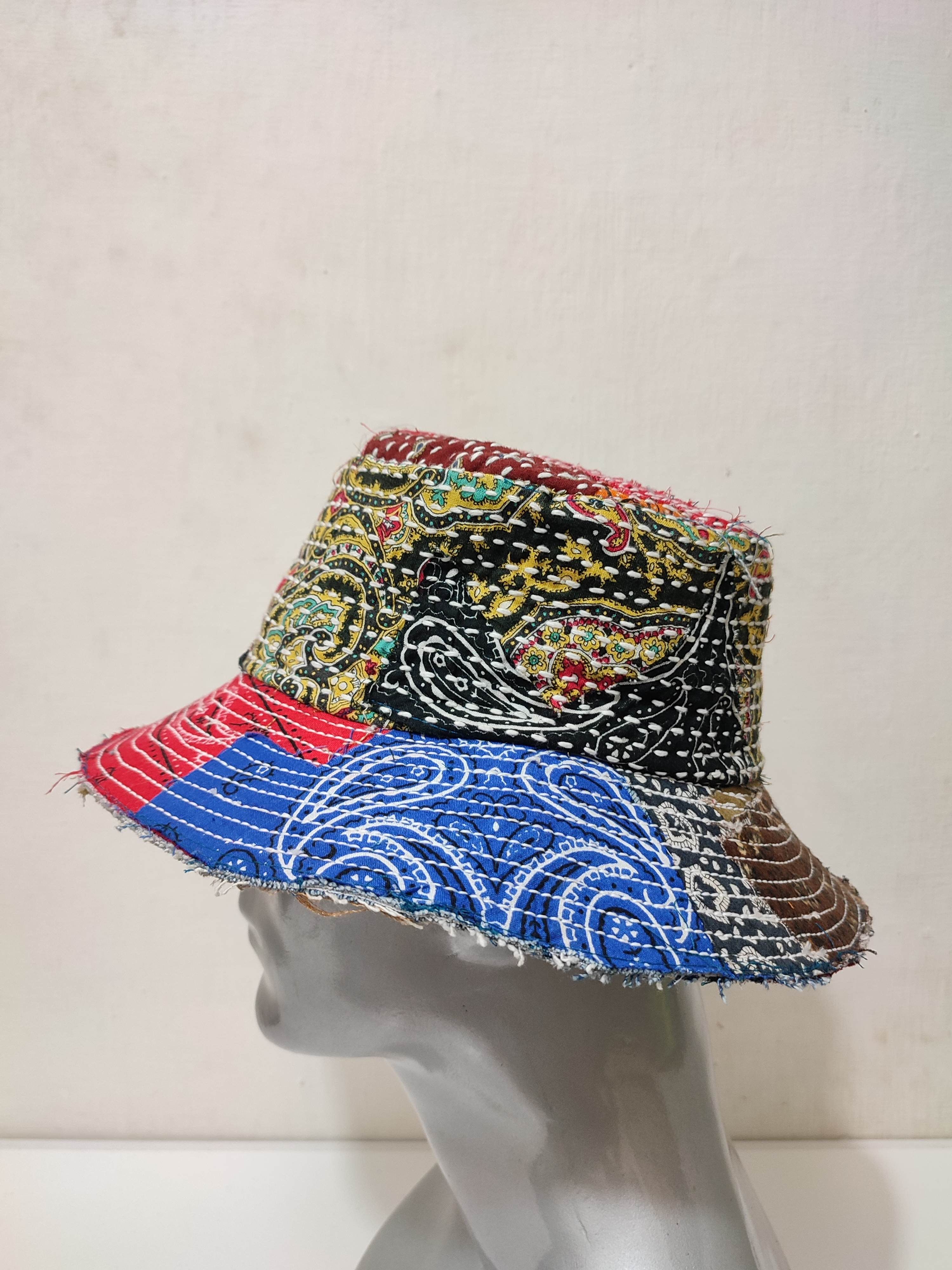 Art Comes First × Japanese Brand 🔥Beautifull Paisley Bandana Patchwork Bucket Hats Boro Size ONE SIZE - 1 Thumbnail