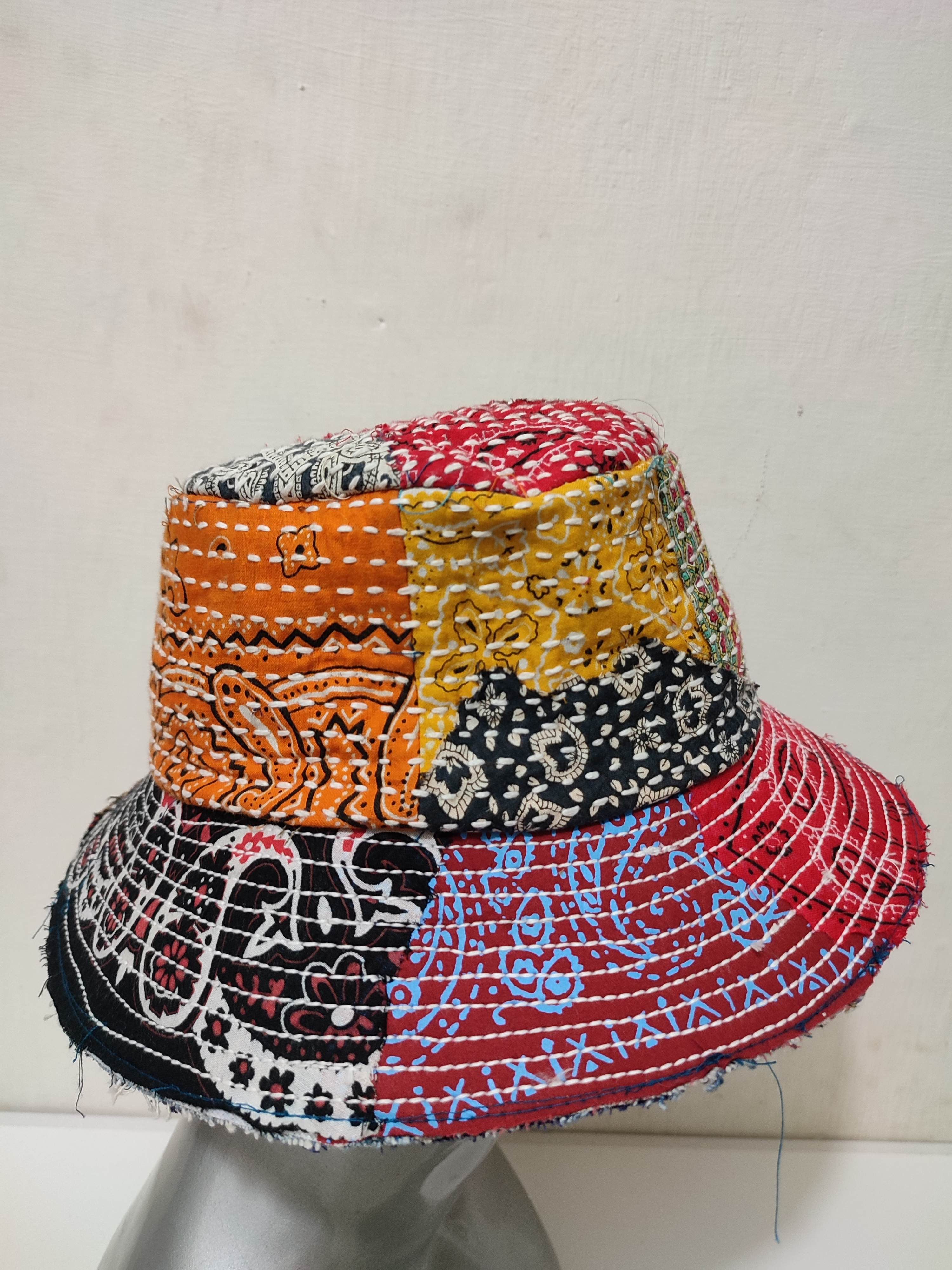 Art Comes First × Japanese Brand 🔥Beautifull Paisley Bandana Patchwork Bucket Hats Boro Size ONE SIZE - 7 Thumbnail