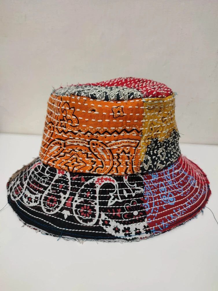 Art Comes First × Japanese Brand 🔥Beautifull Paisley Bandana Patchwork Bucket Hats Boro Size ONE SIZE - 14 Thumbnail