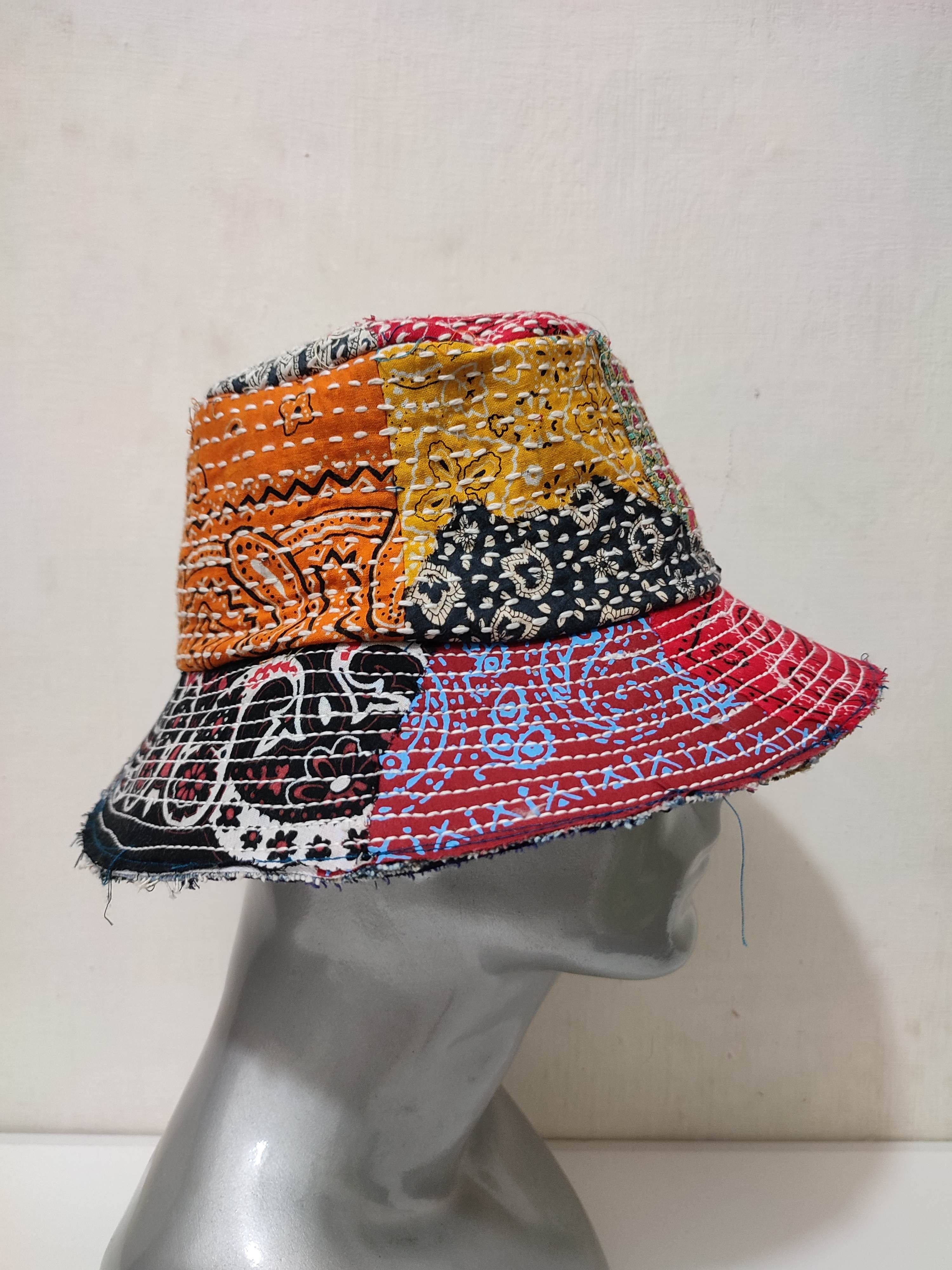 Art Comes First × Japanese Brand 🔥Beautifull Paisley Bandana Patchwork Bucket Hats Boro Size ONE SIZE - 6 Thumbnail