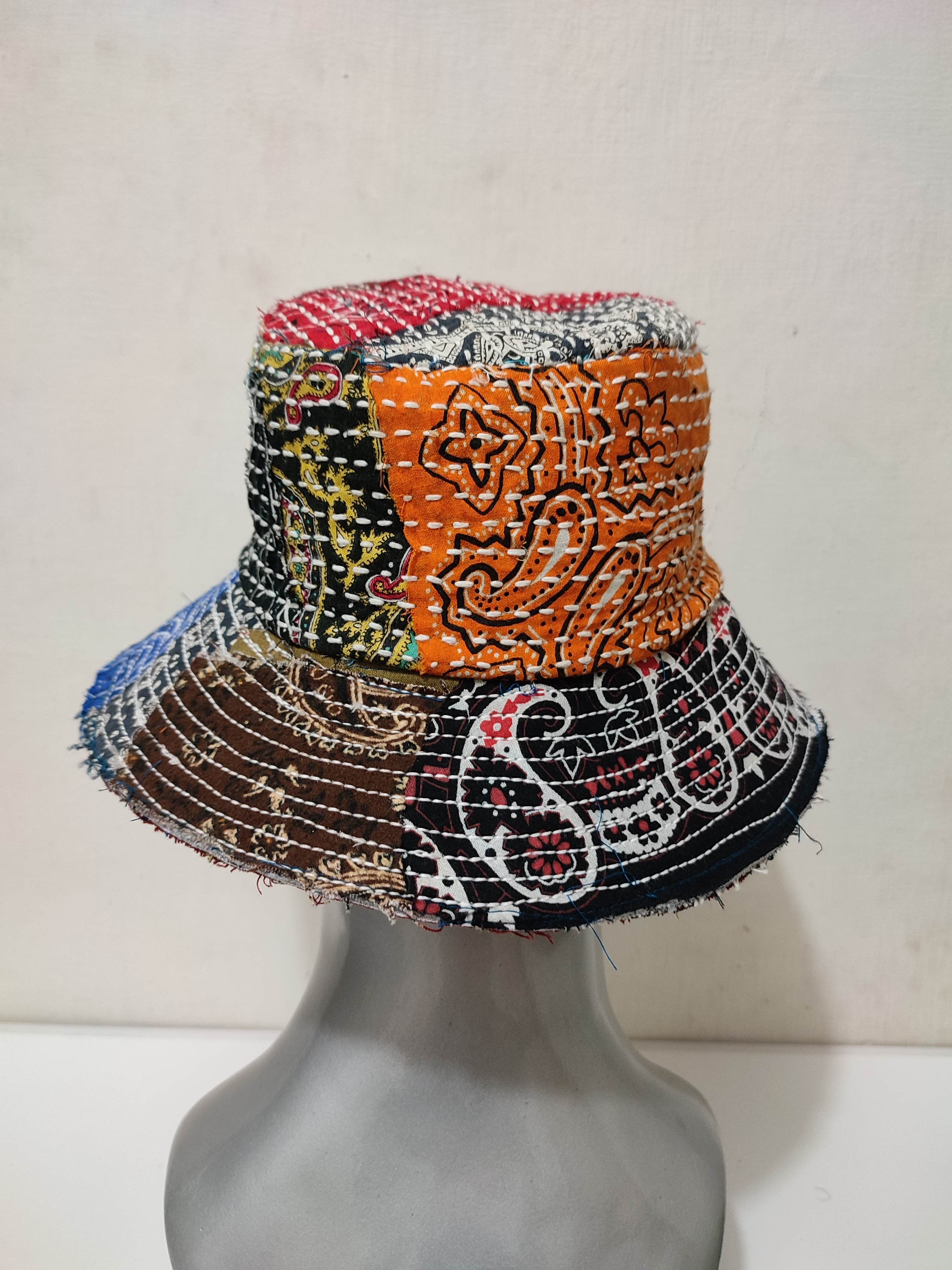 Art Comes First × Japanese Brand 🔥Beautifull Paisley Bandana Patchwork Bucket Hats Boro Size ONE SIZE - 8 Thumbnail