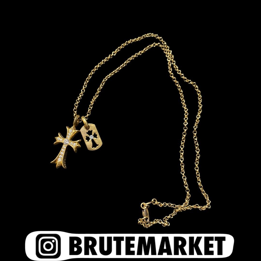 image of Chrome Hearts 22K Gold & Diamond Pendants & Chain, Men's