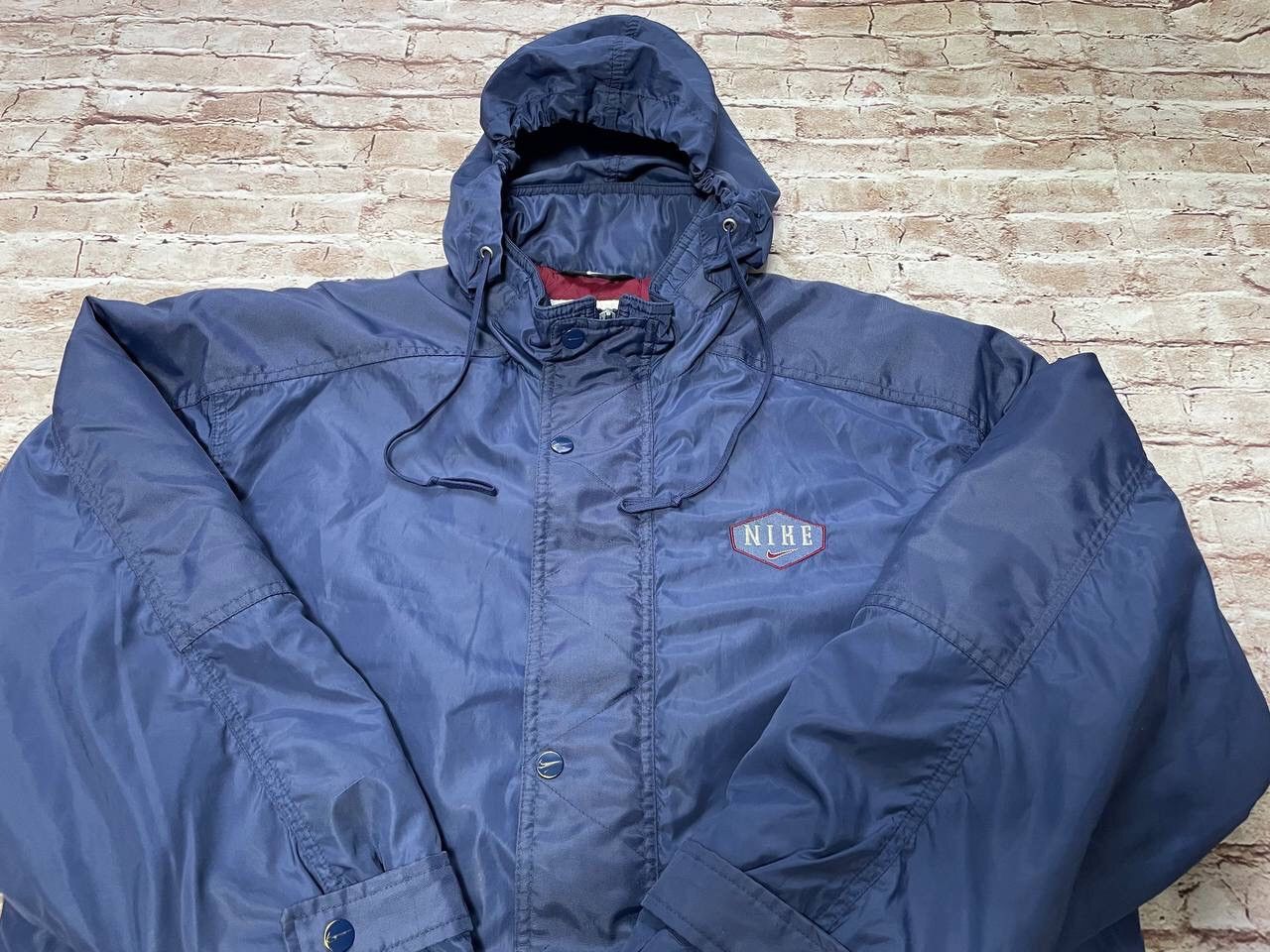 Vintage 90s Nike Puffer Jacket Big Embroidered Logo Y2K