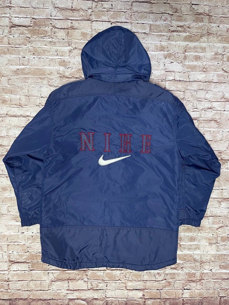 Vintage 90s Nike Puffer Jacket Big Embroidered Logo Y2K