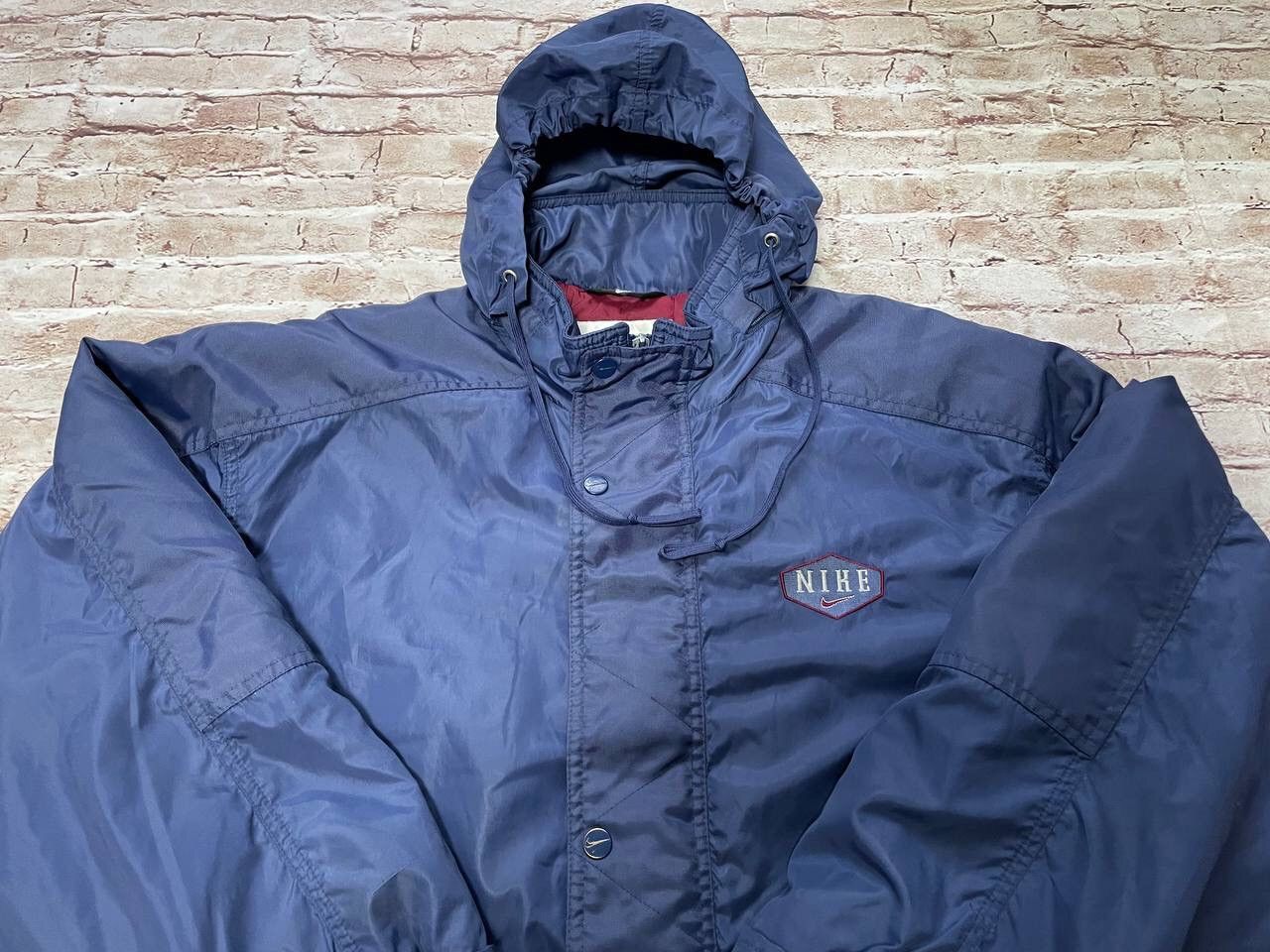 Vintage 90s Nike Puffer Jacket Big Embroidered Logo Y2K