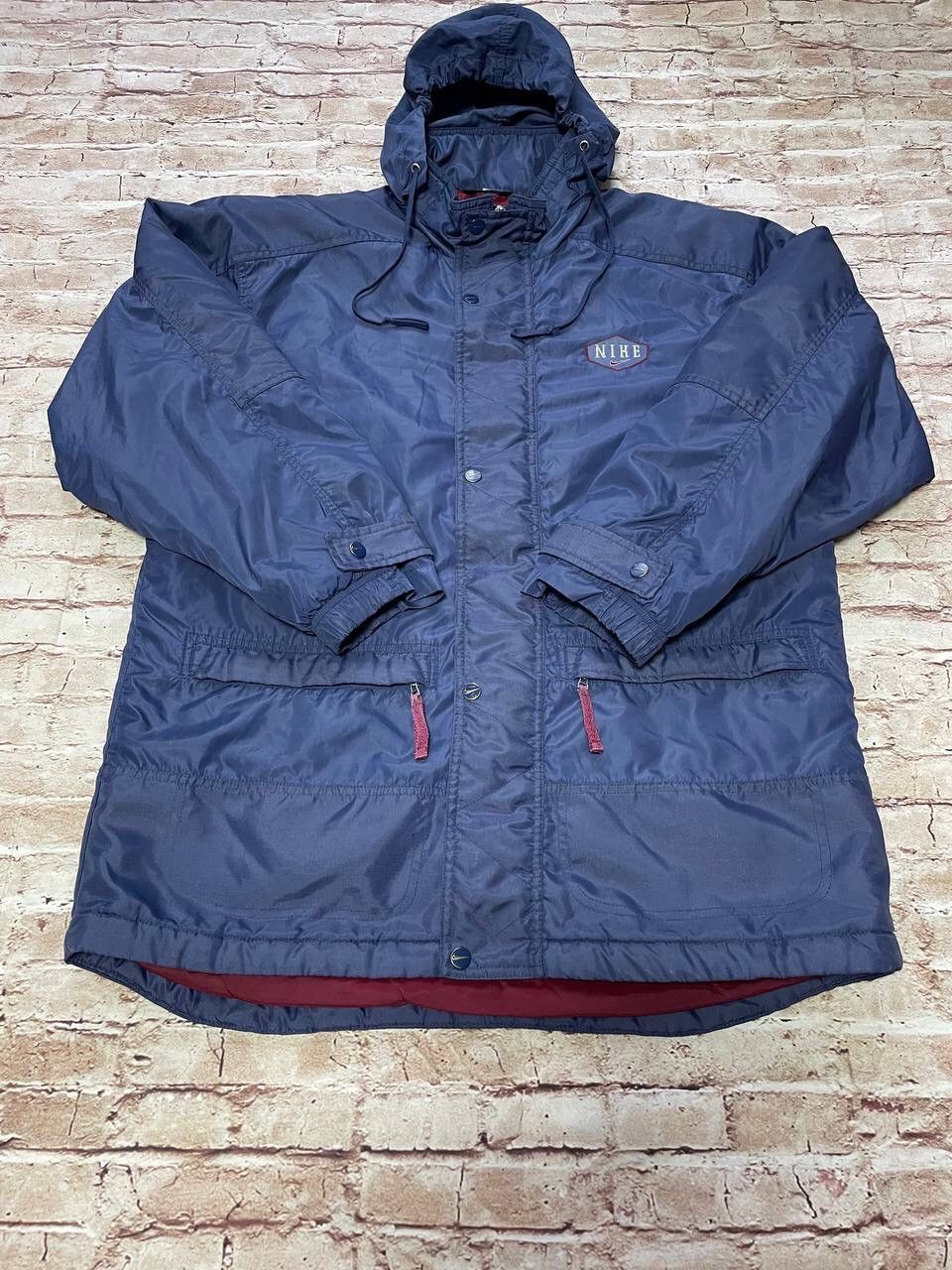 Vintage 90s Nike Puffer Jacket Big Embroidered Logo Y2K