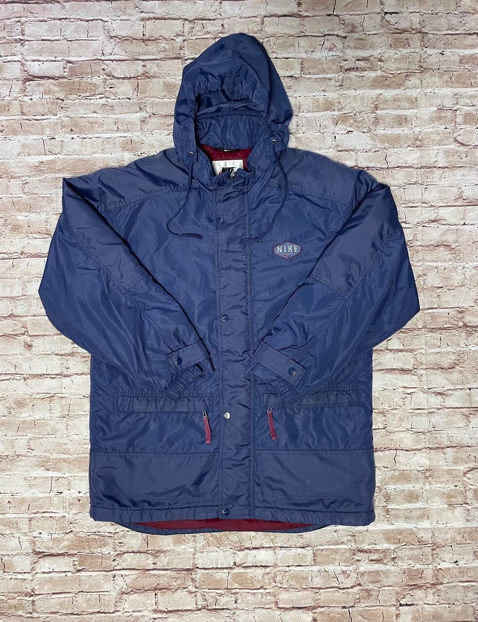 Vintage 90s Nike Puffer Jacket Big Embroidered Logo Y2K