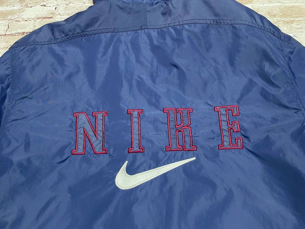 Vintage 90s Nike Puffer Jacket Big Embroidered Logo Y2K