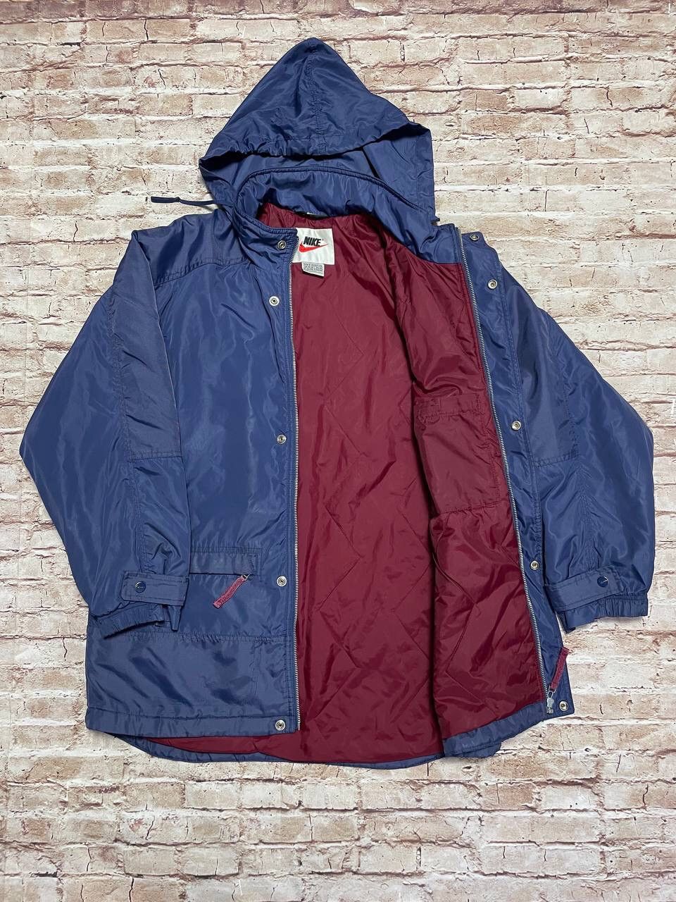 Vintage 90s Nike Puffer Jacket Big Embroidered Logo Y2K