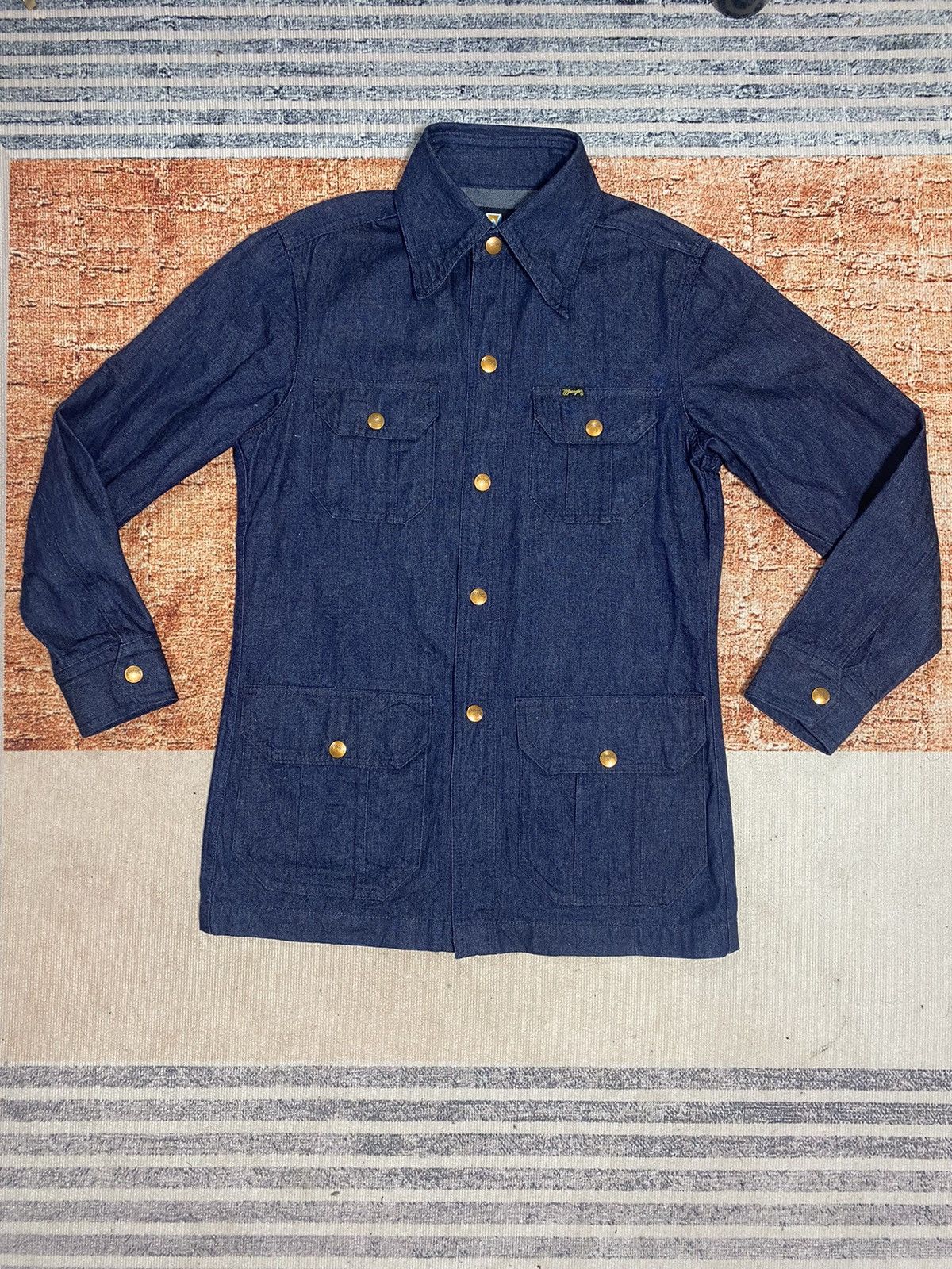 image of Denim Jacket x Vintage (K) Wrangler Denim Button Jacket in Dark Denim, Women's (Size Small)