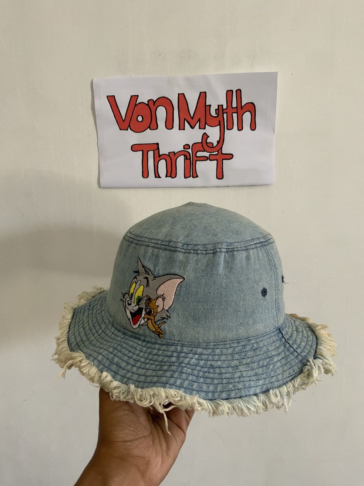 Vintage Tom & Jerry Distressed Denim Fade Bucket Hat