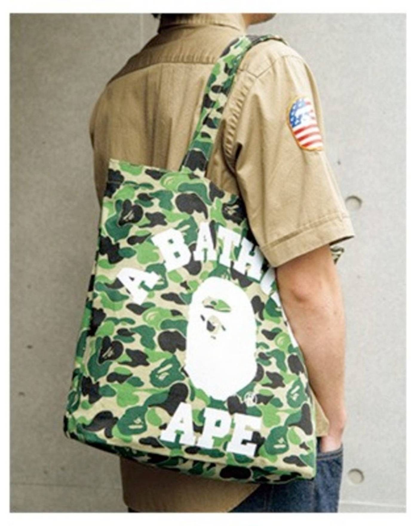 Bape ️‍🔥 NEW BAPE SHOULDER TOTE BAG College Logo Camo Ape Head Grailed