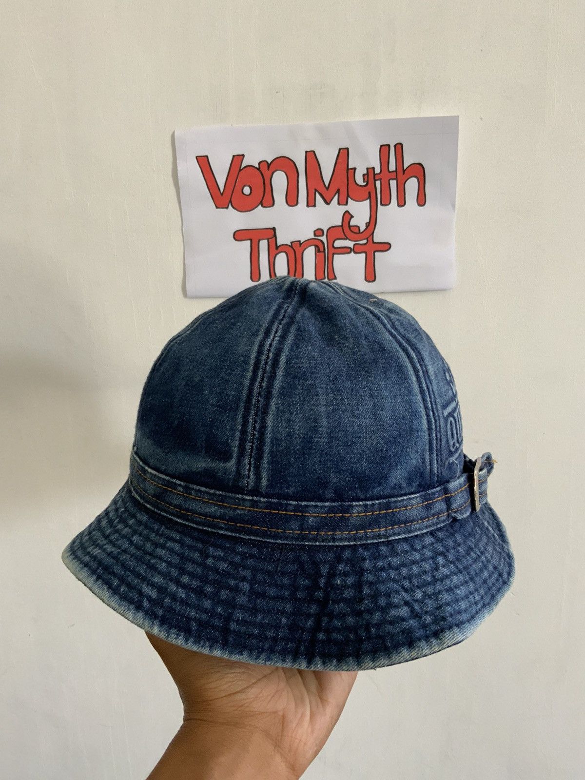 Japanese Brand Vintage Queen Light Wash Asid Denim Bucket Hat Size ONE SIZE - 5 Thumbnail