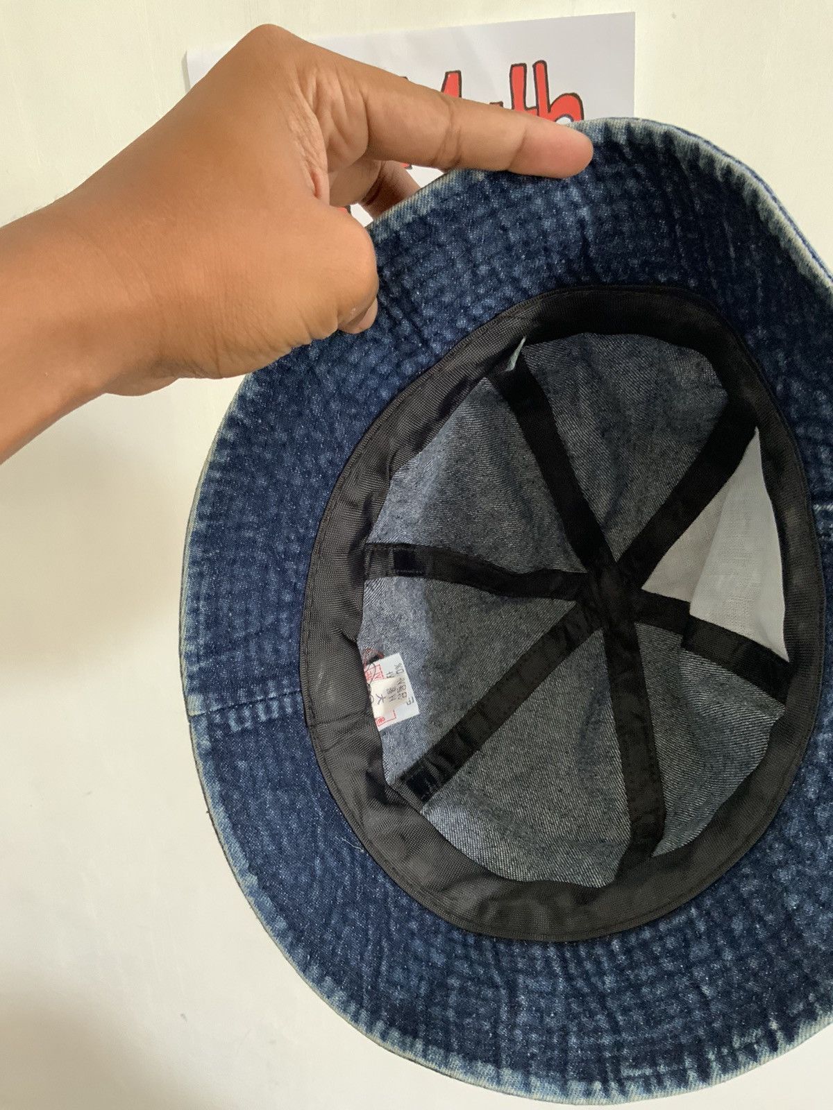 Japanese Brand Vintage Queen Light Wash Asid Denim Bucket Hat Size ONE SIZE - 11 Thumbnail