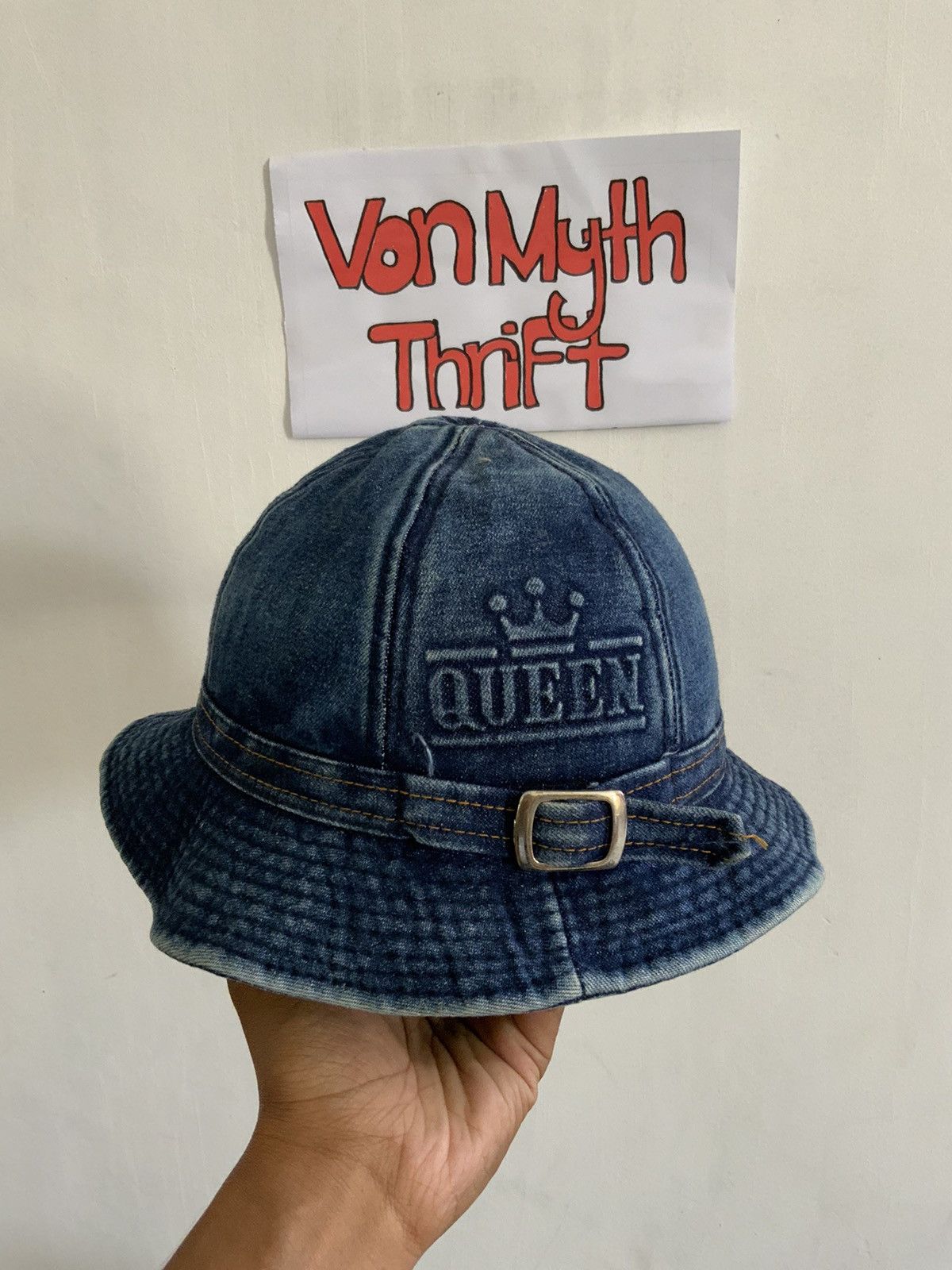 Japanese Brand Vintage Queen Light Wash Asid Denim Bucket Hat Size ONE SIZE - 6 Thumbnail