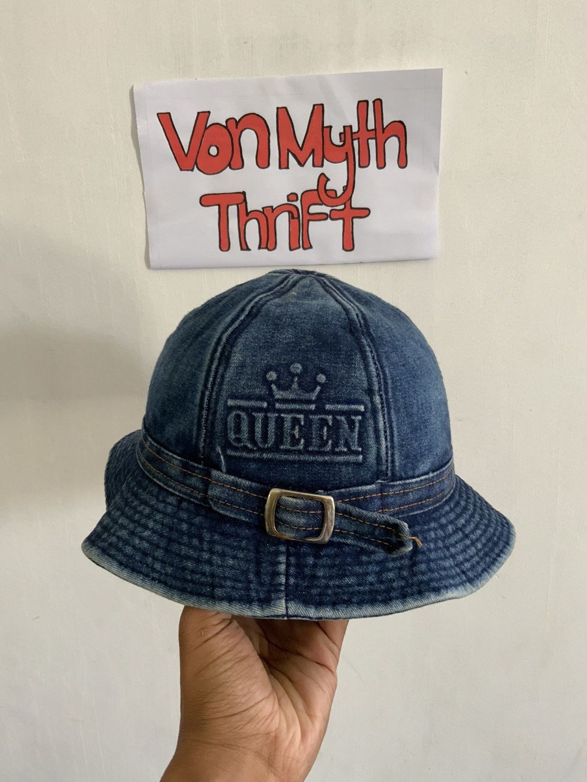 Japanese Brand Vintage Queen Light Wash Asid Denim Bucket Hat Size ONE SIZE - 1 Thumbnail
