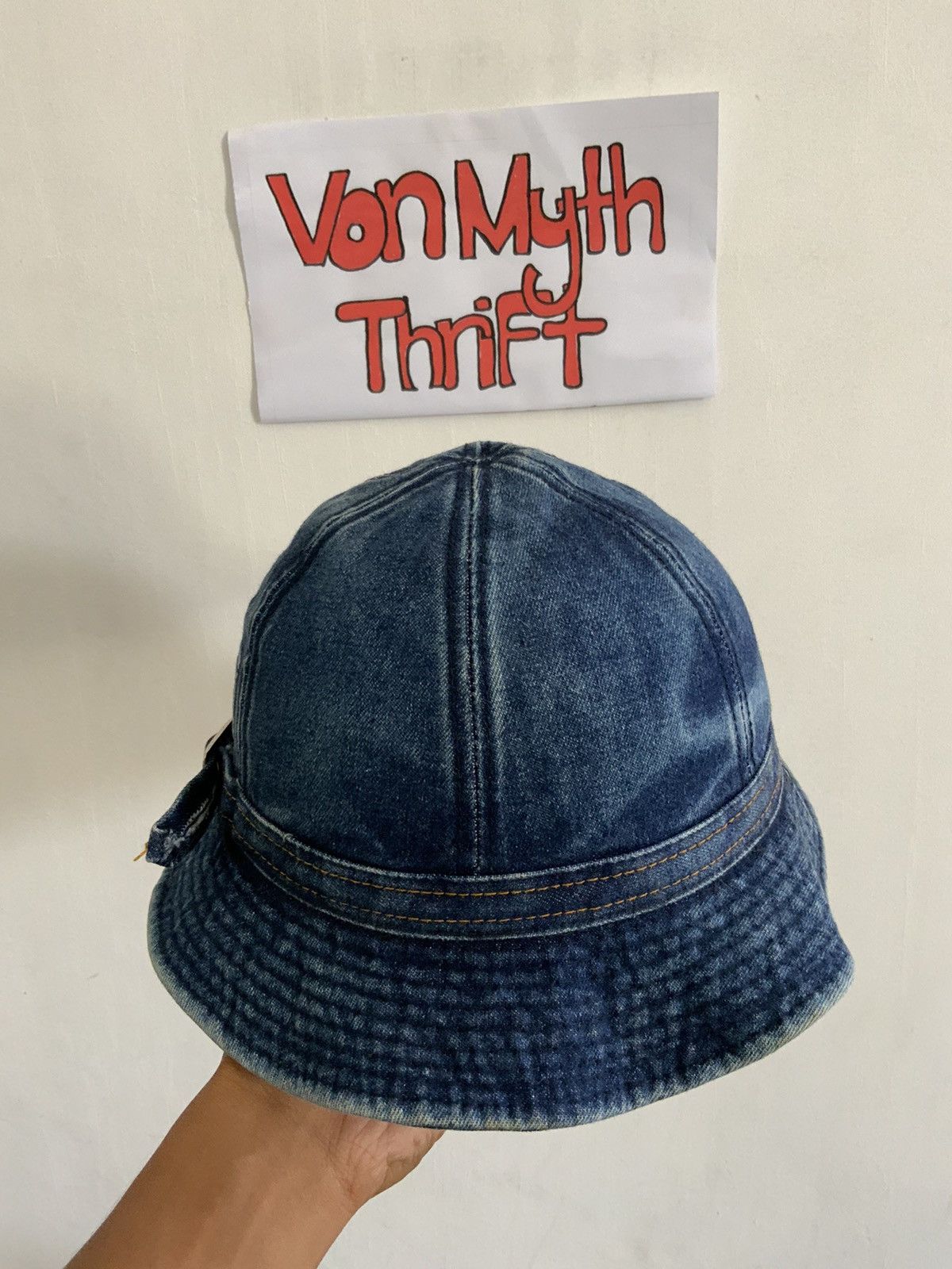 Japanese Brand Vintage Queen Light Wash Asid Denim Bucket Hat Size ONE SIZE - 3 Thumbnail