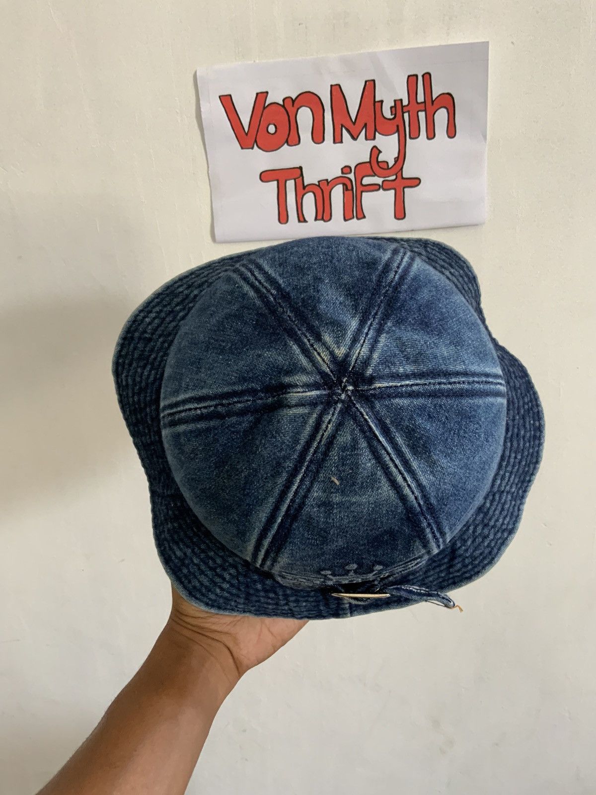 Japanese Brand Vintage Queen Light Wash Asid Denim Bucket Hat Size ONE SIZE - 7 Thumbnail